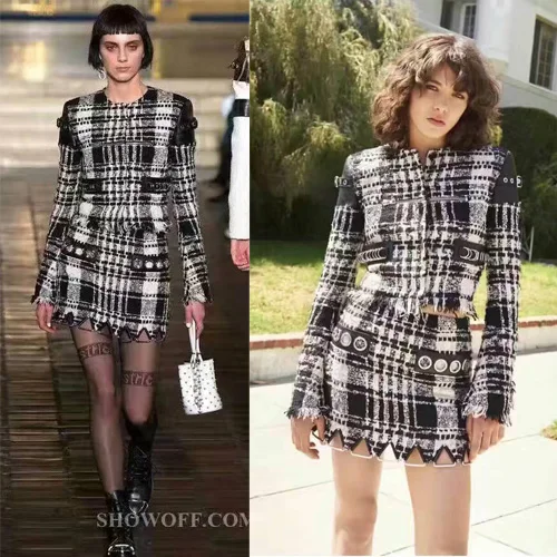 Элегантный пиджак и юбка удивительный твидовый комплект из двух предметов