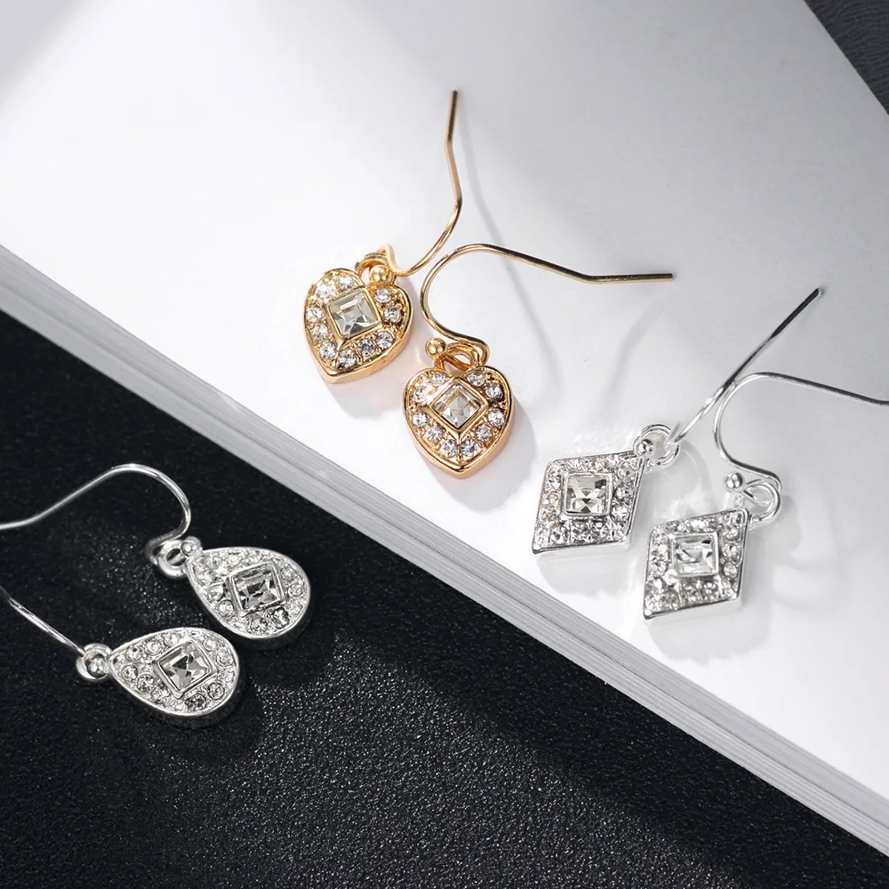 Неоглория горный хрусталь белый и желтый Сердце капли воды болтается Комплект