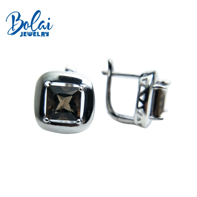 Bolaijewelry, 925 серебро, ювелирные изделия с серьгами, натуральный зеленый агат и дымчатый квадрат мм, для девушек на выбор, Рождественская коробка на выбор