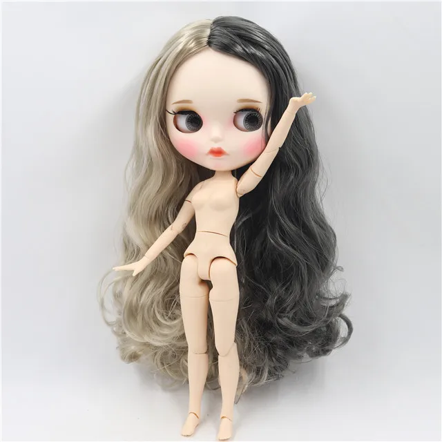 Ледяная фабрика blyth кукла 1/6 bjd белая кожа сустава тела серые и серебряные волосы, новое матовое лицо резные губы 30 см BL8800/9016 - Цвет: doll