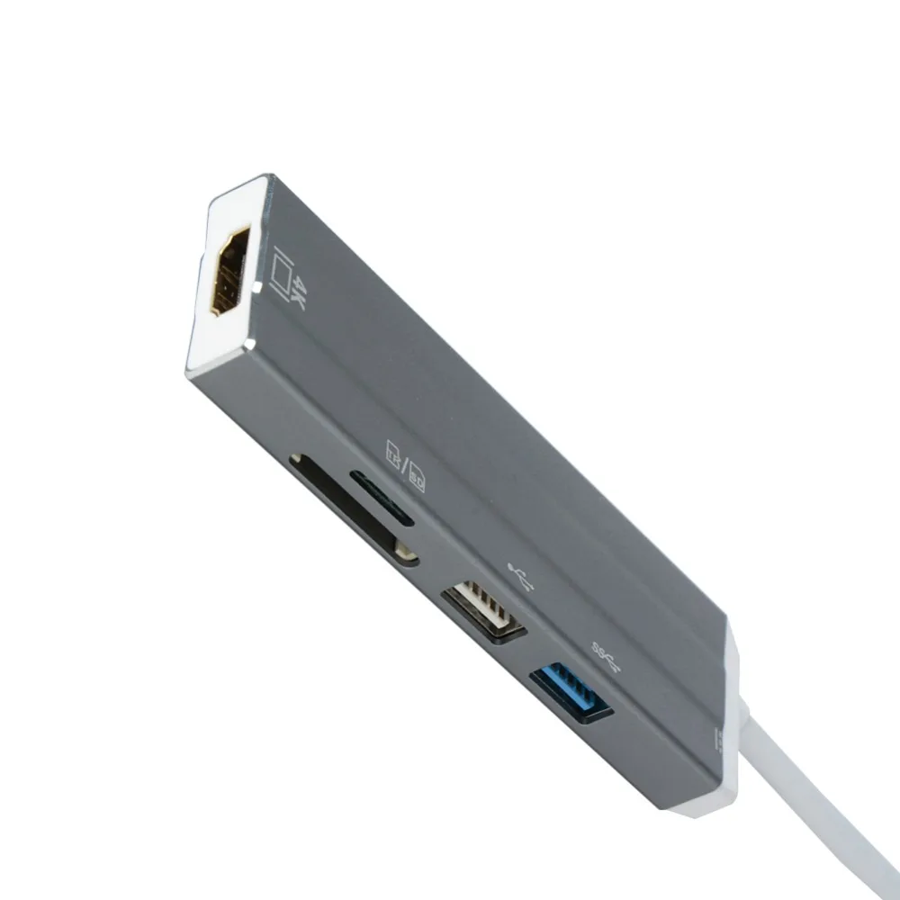HD 4K 6 в 1 TYPE-C концентратор кабель для передачи данных и аудио адаптер USB 3,0 USB 2,0 TF SD HDMI TYPE-C концентратор HDMI адаптер