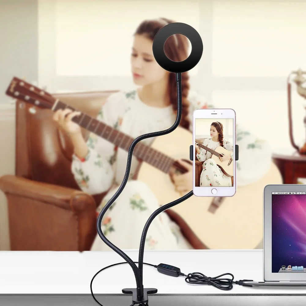 Wrumava Dimmable кольцо вспышка для селфи с гибкий мобильных телефонов держатель