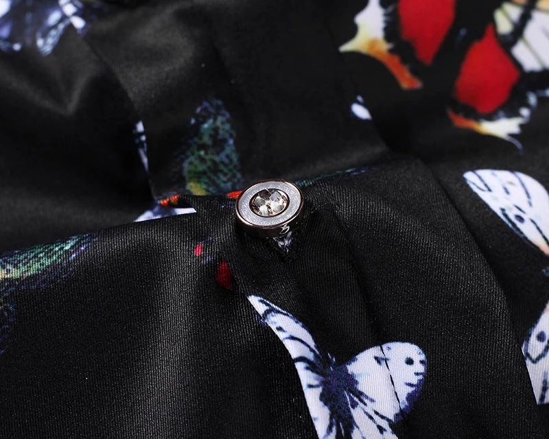 New Fashion Mens Shirt Long Sleeve Casual Slim Fit Hawaiian Shirts Beautiful Butterfly Print Covered Button Chemise Homme | Мужская