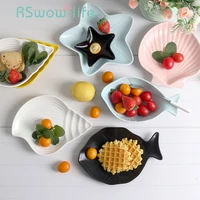 7pcs marine series ceramic plate set cutlery simple creative dishes and plates sets dinner plate for kitchen dishes