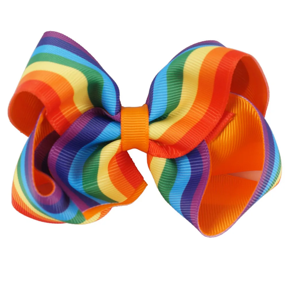 Радужные бантики для волос с клипсами 6 шт./лот 4 5 дюйма Рождественский зажим