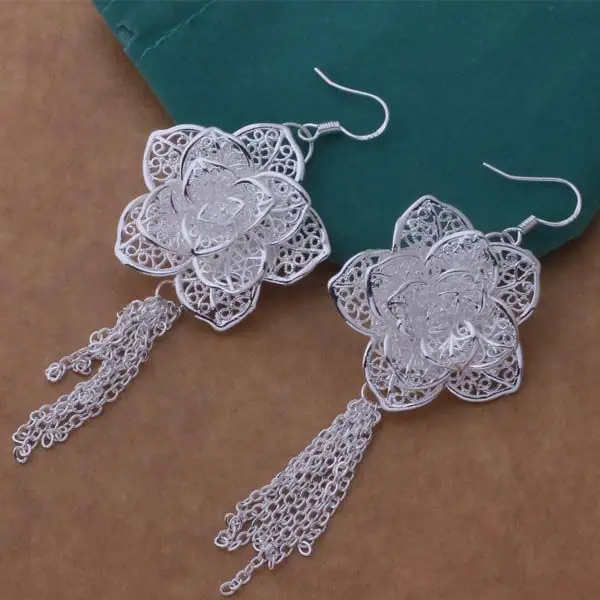 Оптовая продажа Бесплатная доставка посеребренные серьги для женщин серебряные