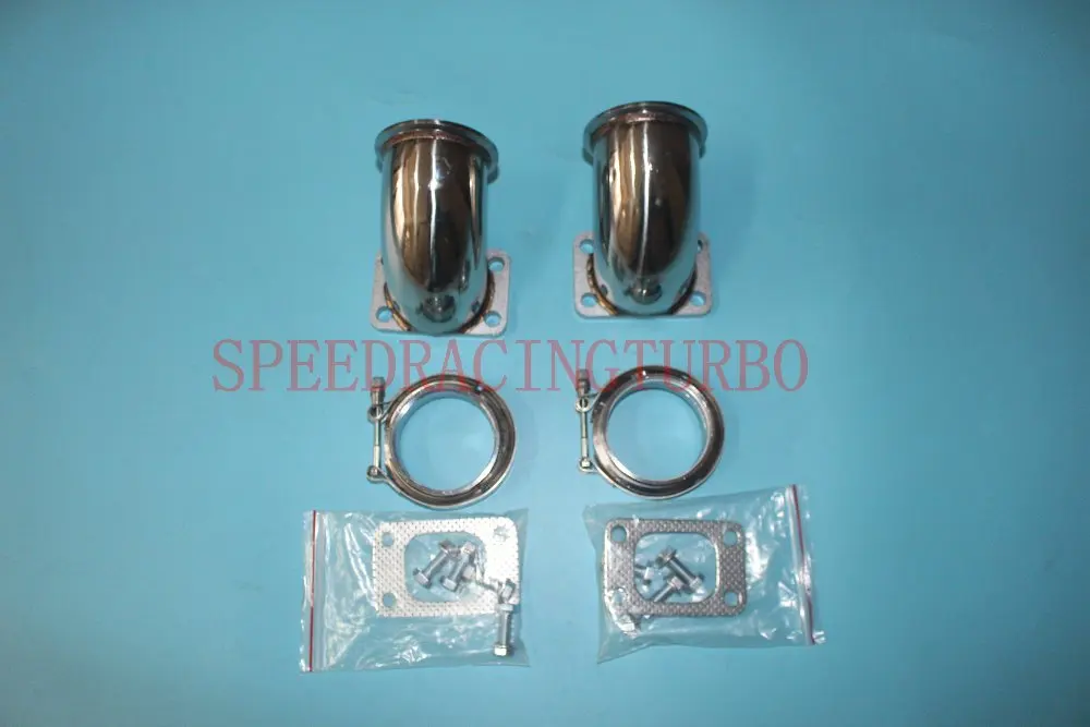 

New 90 Degree Elbow Stainless Steel Adapter adaptor 2.5" V band to T3 Flange Conversio Turbo Adaptor 2pcs Vband kits