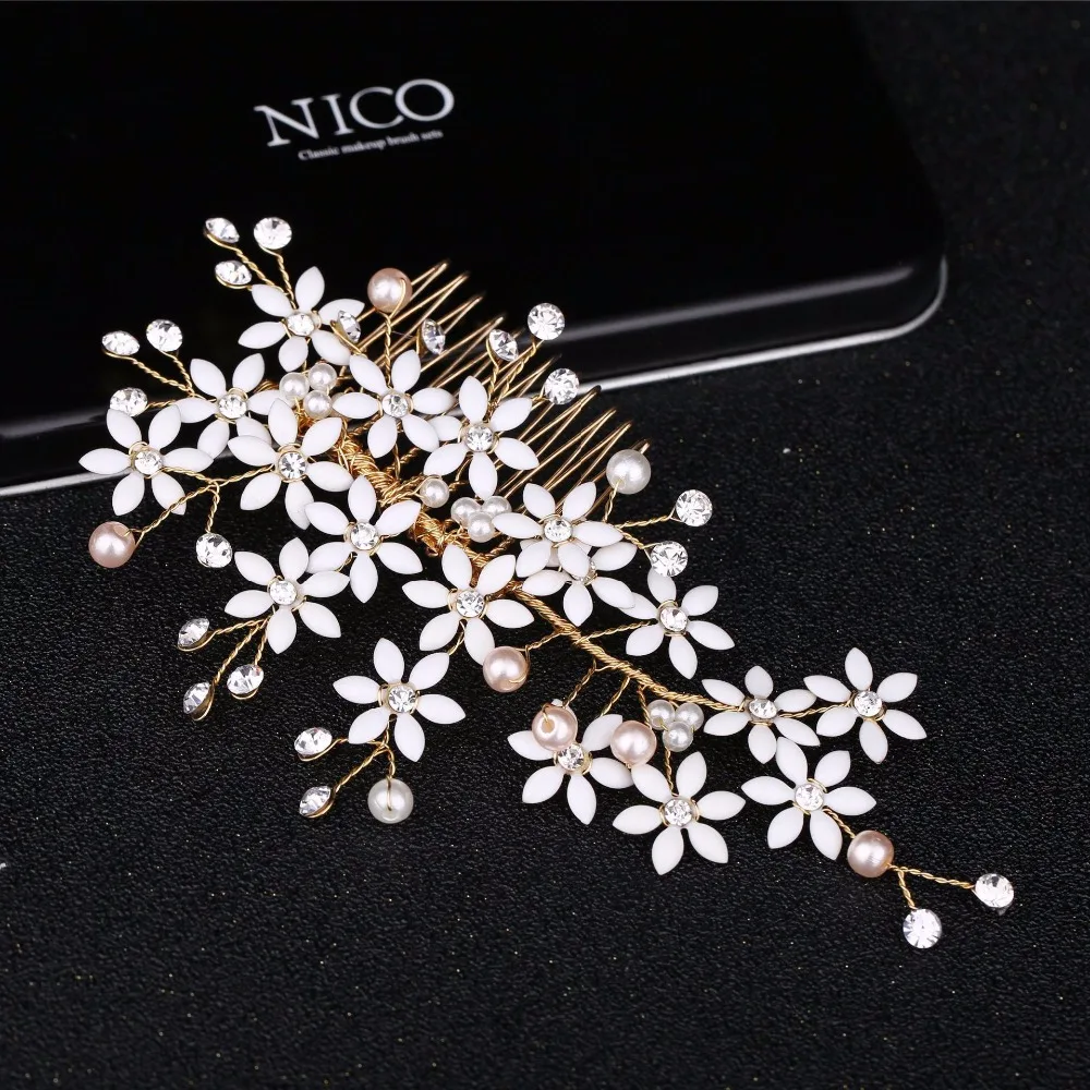 Европейский Золотой гребень для волос свадебный набор Стразы с бриллиантовыми
