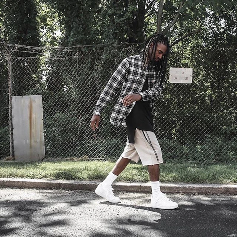 Шорты мужские с одной молнией и шаговым швом Джастин Бибер стиль хип хоп до колен