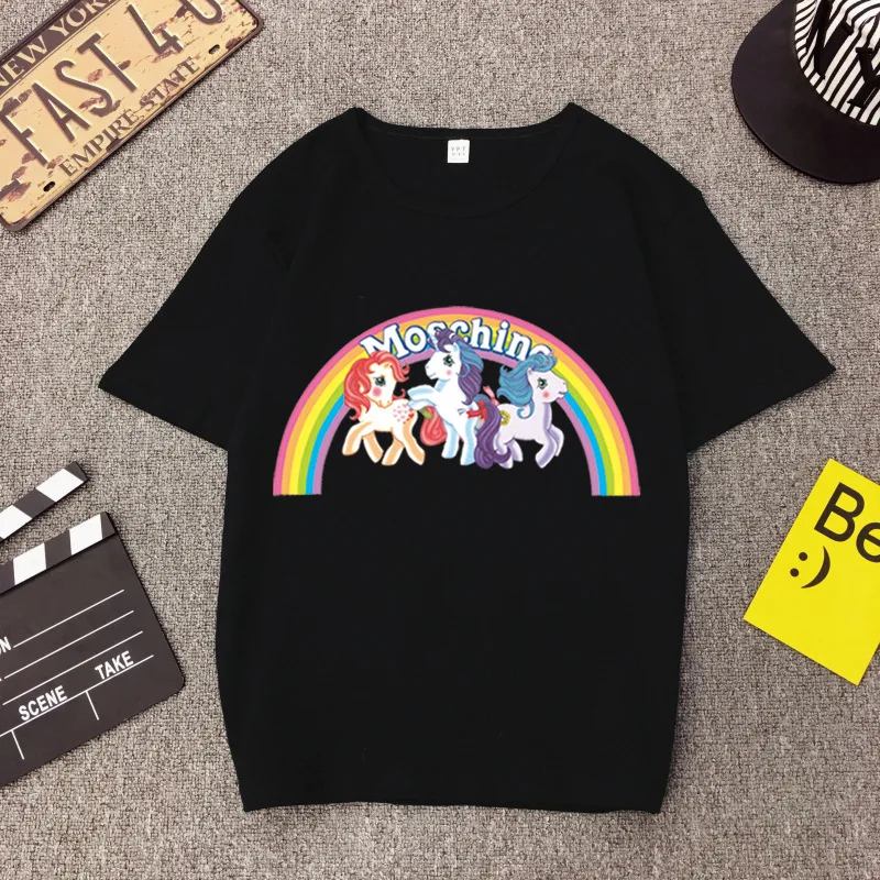 Женская футболка с принтом лошади собаки кота Повседневная хлопковая