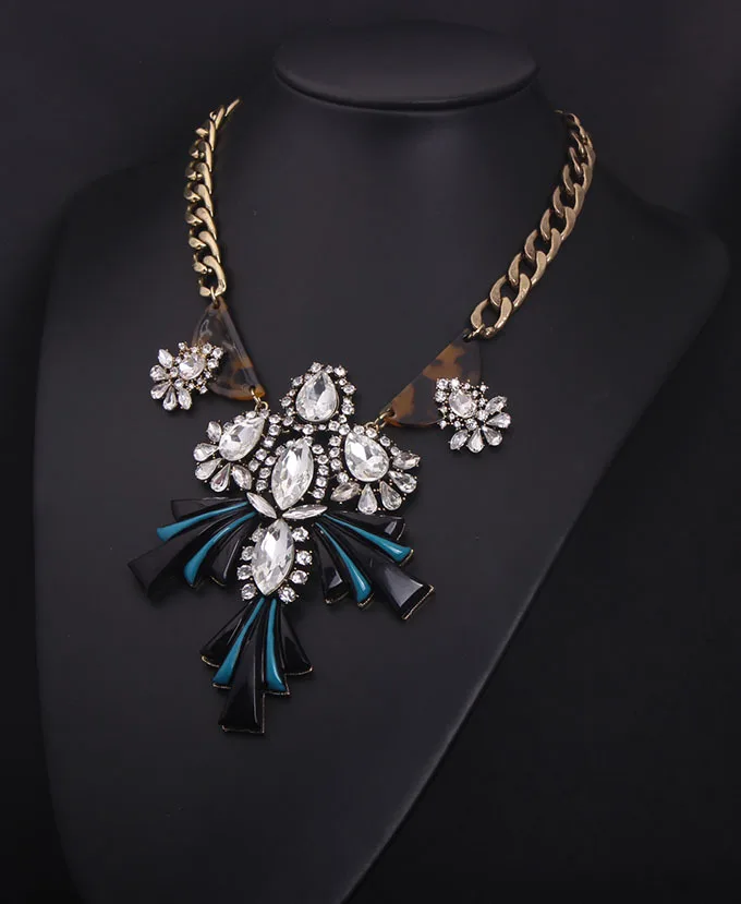 new luxury chian crystal Necklace women retro fine jewelry statement necklace 2015 gargantilha pendants wholesale | Украшения и