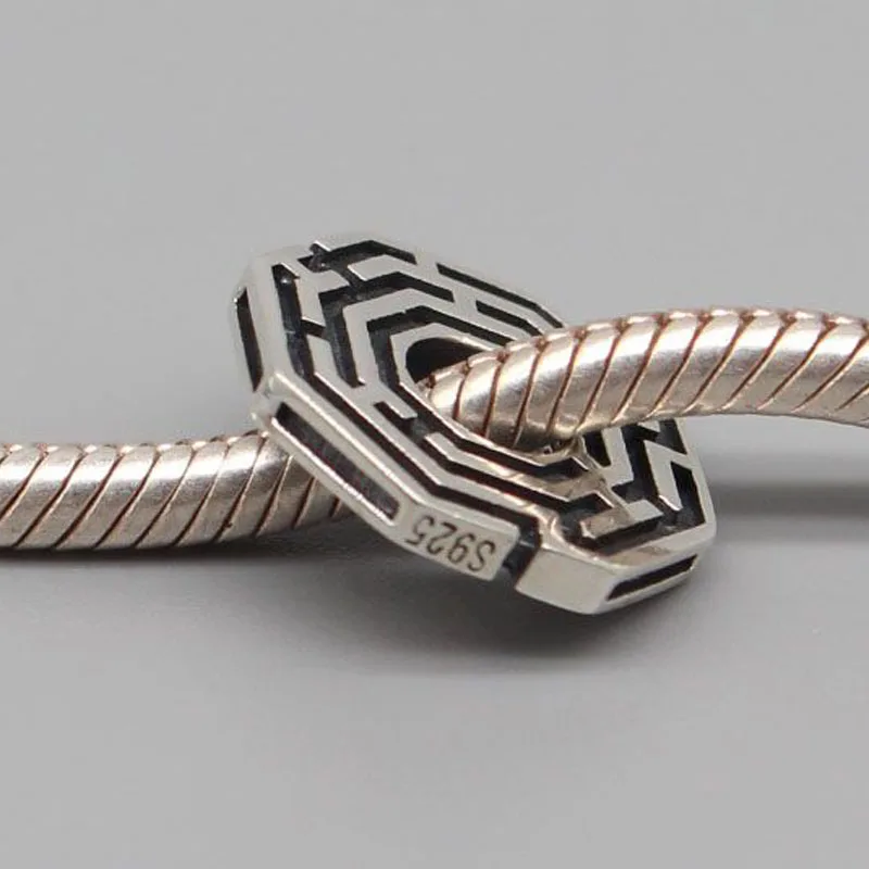 925 стерлингового серебра европейский стиль лабиринт бусины разделители Подвеска