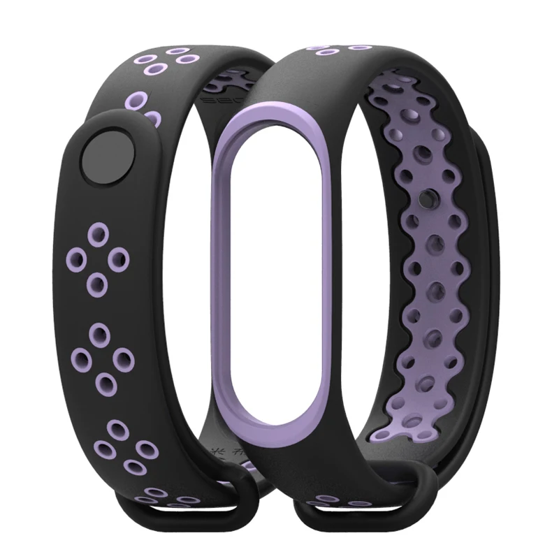Black Violet Ремешок mi jobs mi Band 4 спортивный ремешок на запястье для Xiaomi mi Band 4 силиконовый браслет для Xiaomi mi Band 3 Смарт-часы mi band 3 ремешок - Цвет: Black Violet