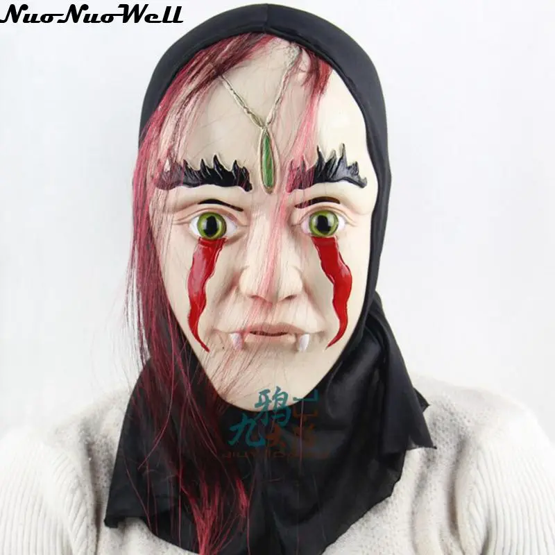 Длинные волосы кровавый зомби маска Дэймона Маскарадный костюм Новые модные