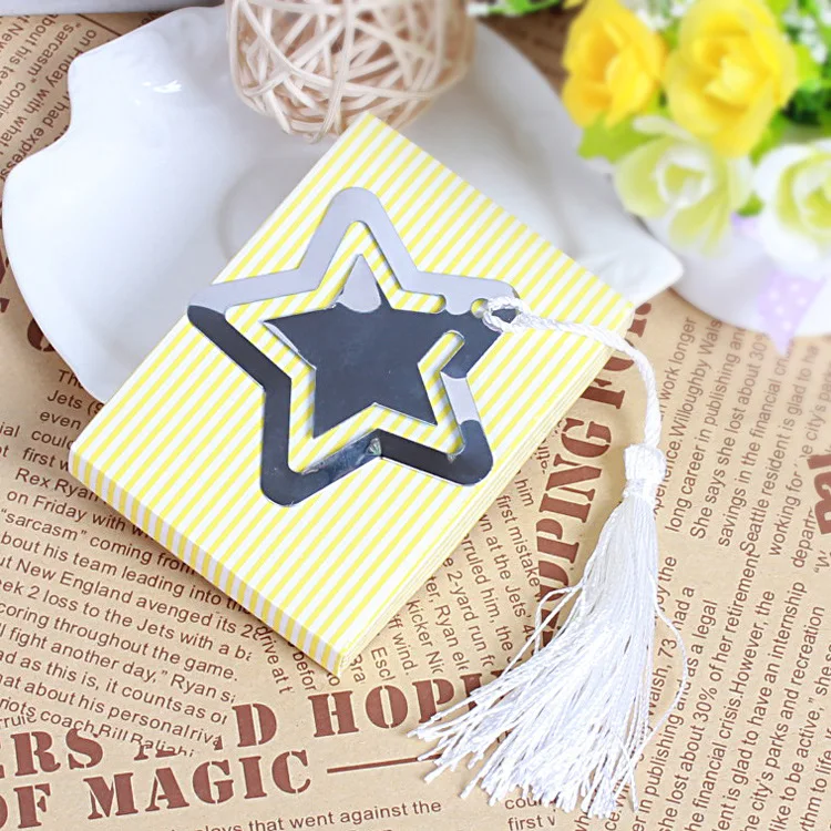

50PCS One Star is Born Star Bookmark Party Supplies with White Silk Tassel Baby Shower Children's Party Gifts