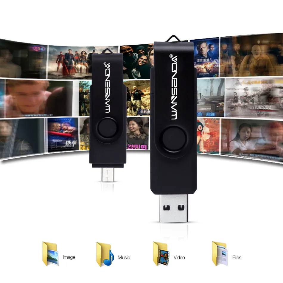 USB флеш-накопитель WANSENDA 2,0 OTG для телефонов на Android, флеш-накопитель 64 ГБ, 32 ГБ, 16 ГБ, 8 ГБ, 4 Гб, флешка, флеш-накопитель