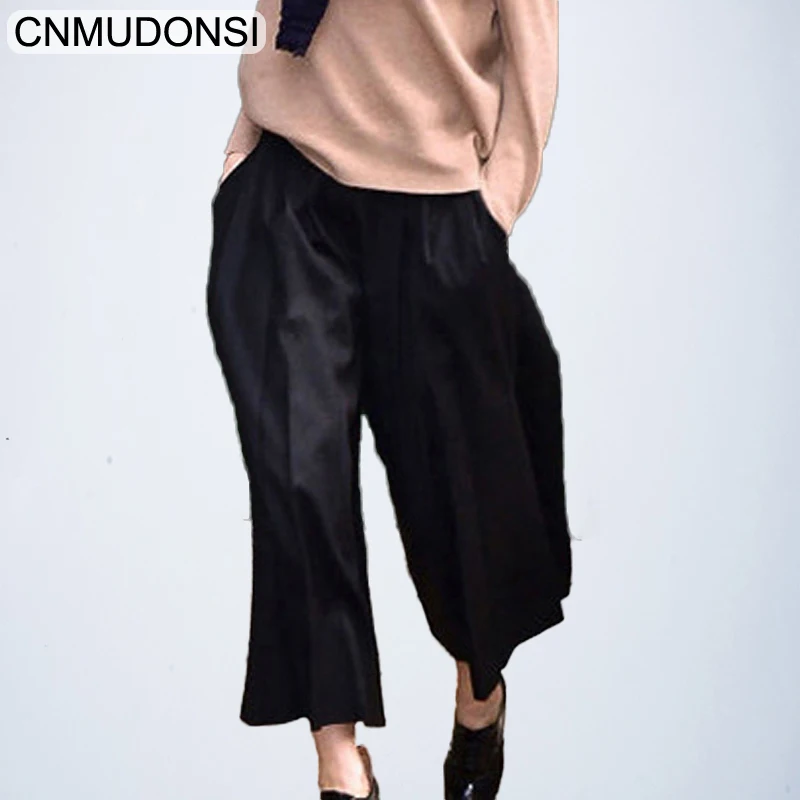 Шифоновые широкие брюки для женщин повседневные свободные высокая талия размера