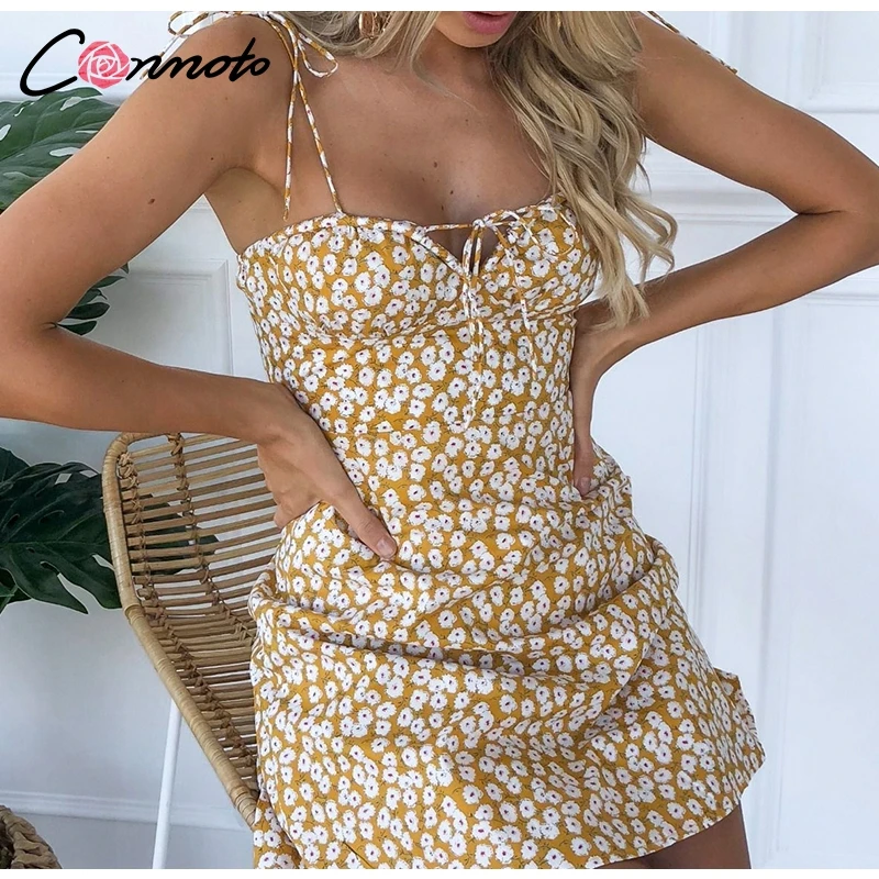 Conmoto Модное хлопковое летнее платье-халат, женское пляжное платье, платье для вечеринок, короткое платье со шнуровкой