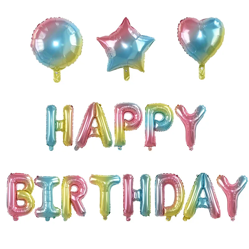 32 дюйма с днем рождения Любовь круглая форма сердца номер радуга цвет фольги шар