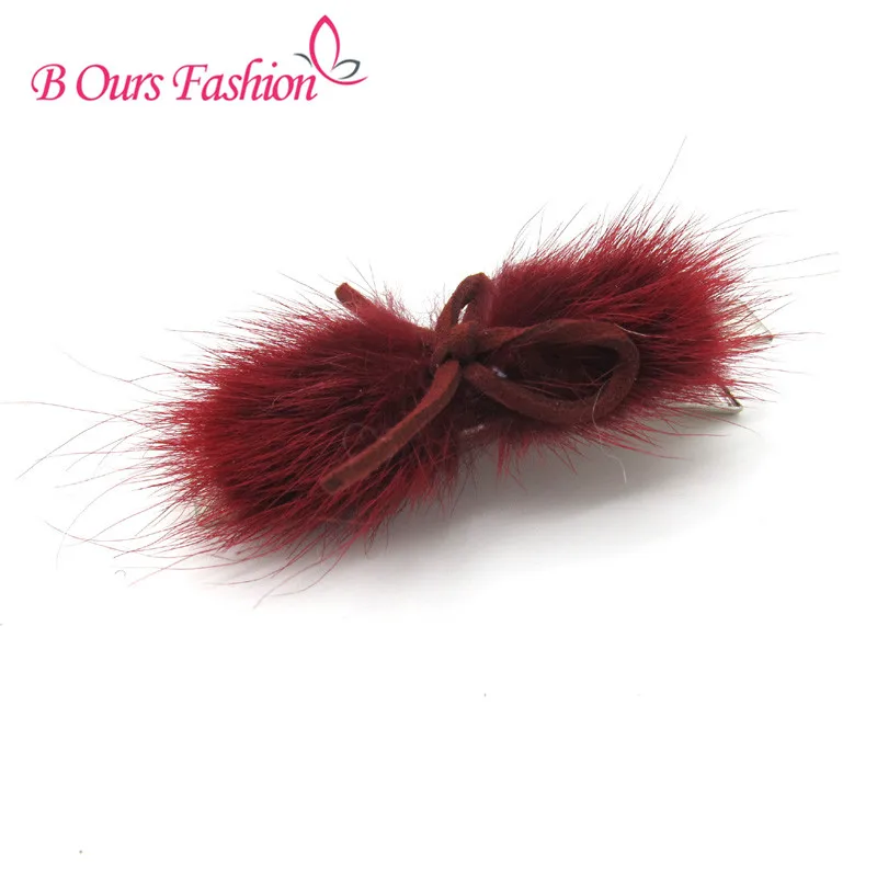 2019 модные меховые заколки для волос с замшевым бантом Детские и взрослые