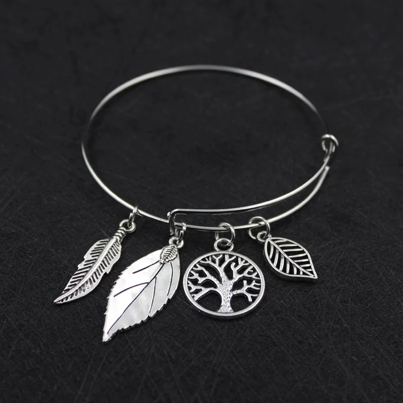 Новые модные женские браслеты с натуральным деревом и подвески в виде листьев