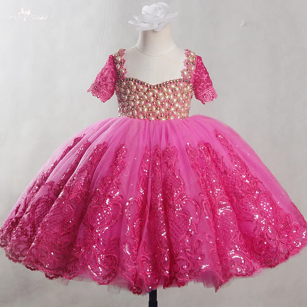 Женское вечернее платье Yiaibridal розовое кружевное из тюля для причастия FG77|kids ball