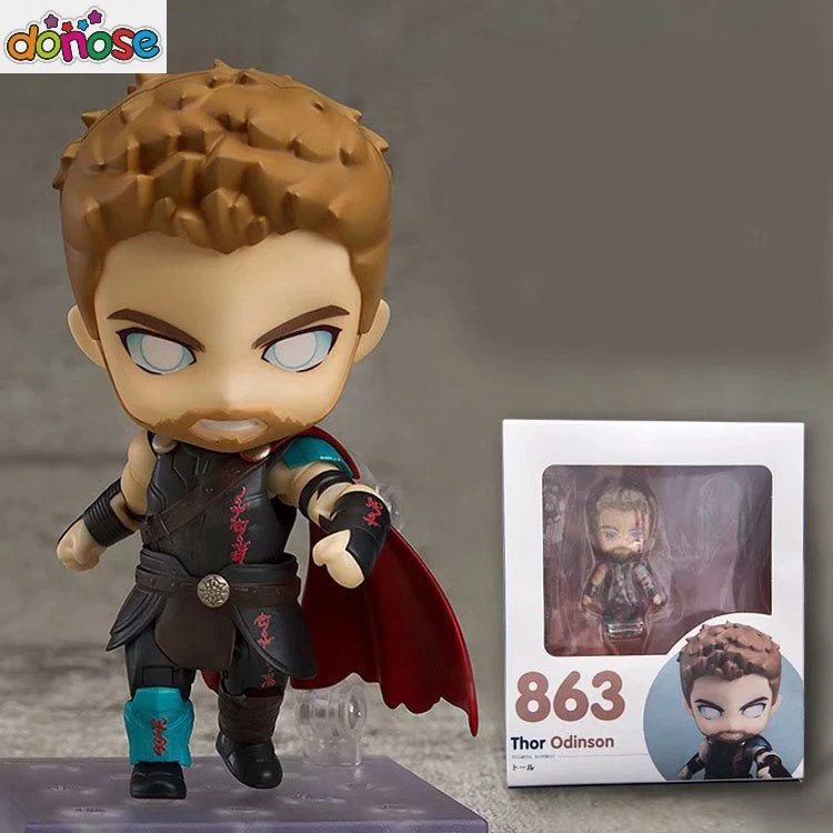 Nendoroid Мстители Бесконечная война Тор Капитан Америка Железный человек Черная пантера чудо женщина Человек-паук фигурка - Цвет: thor 863  with box