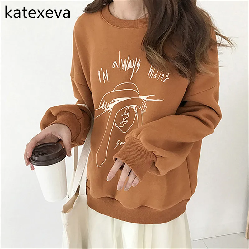 Katexeva 2018 осень и Новинка зимы Корейская версия Симпатичные Письмо печати
