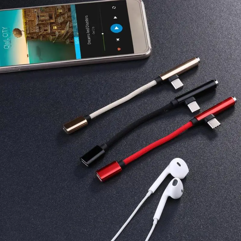 Разъем для наушников Type C 3 5 мм AUX аудио USB зарядное устройство кабель адаптер