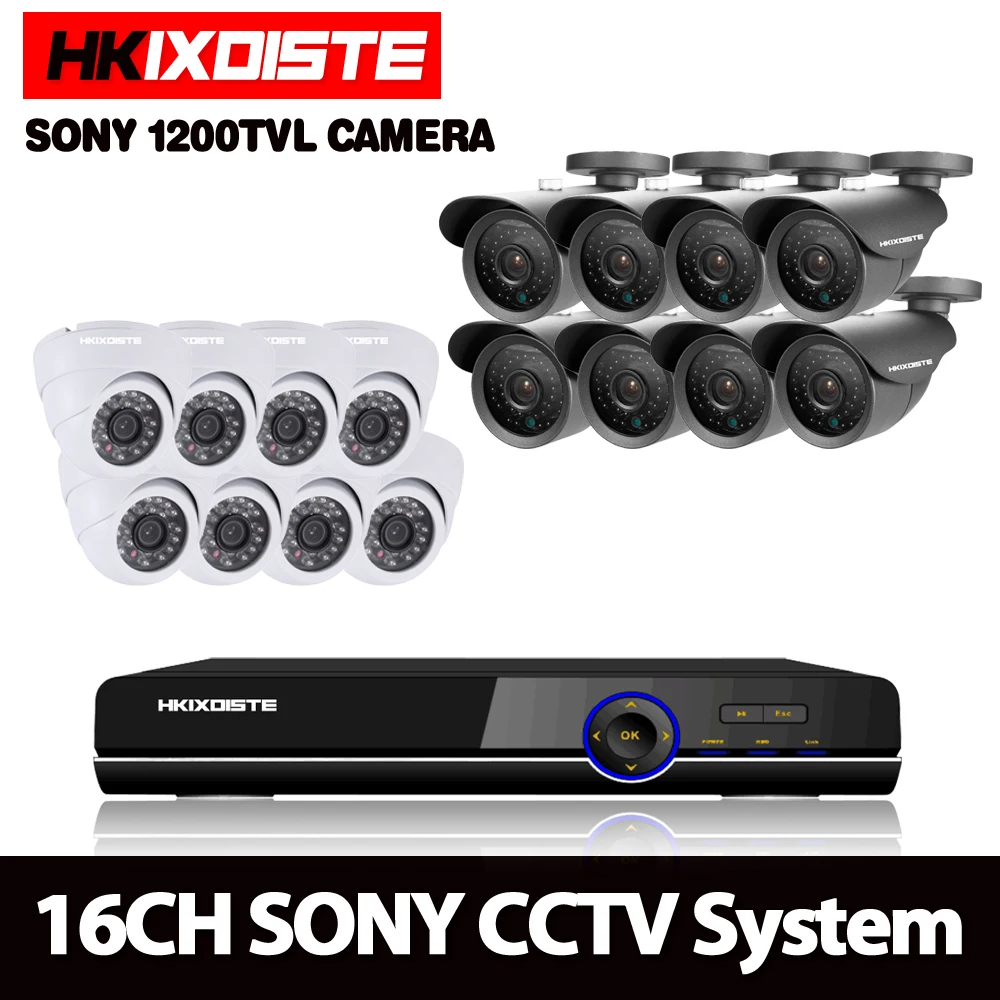 HD 16 канальный 1080p AHD 3G WIFI DVR комплект видеонаблюдения безопасности SONY наружная