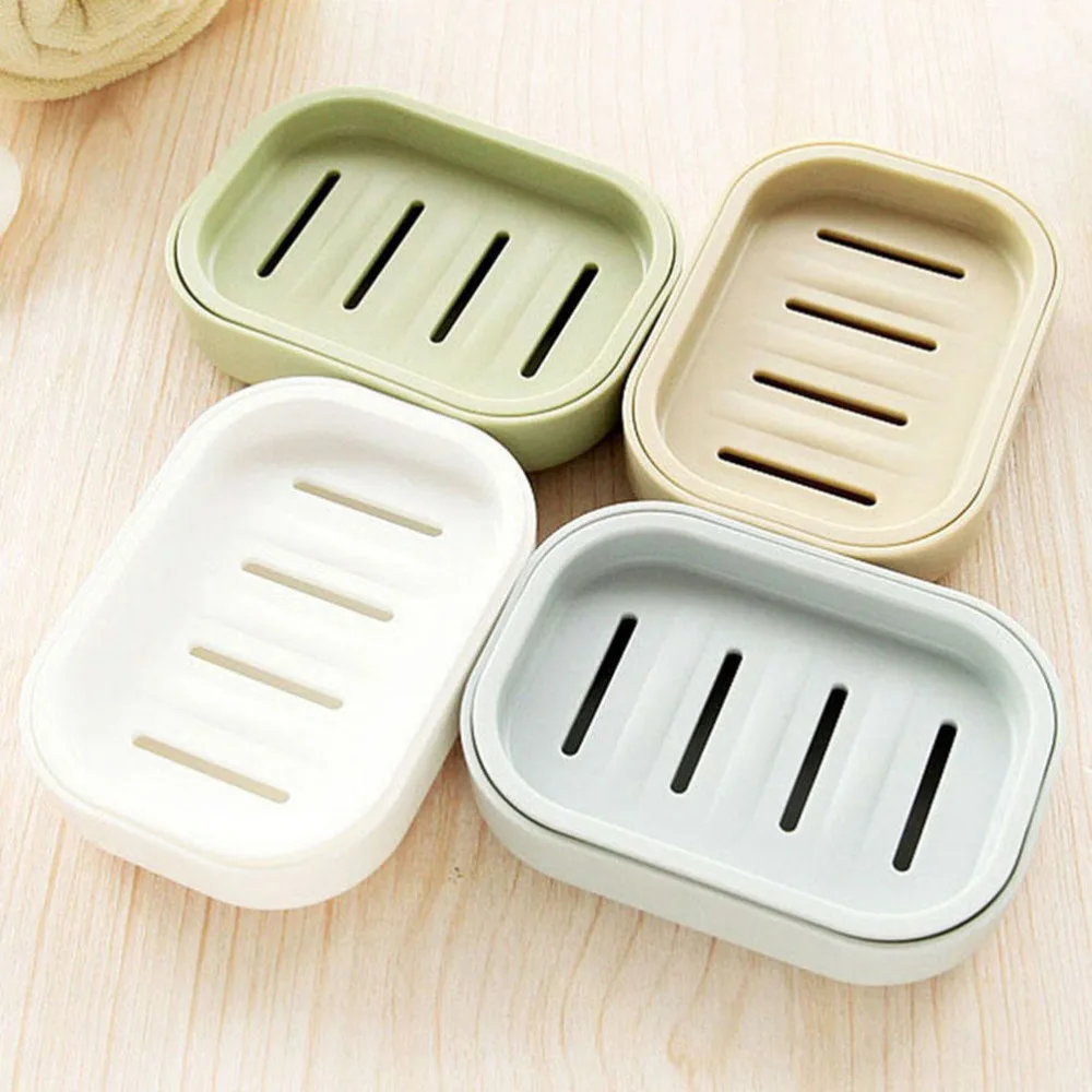 

Hot 1PCS Plastic Soap Plastic Bathroom Creative Double Draining Soap Holder Non-slip Soap Box