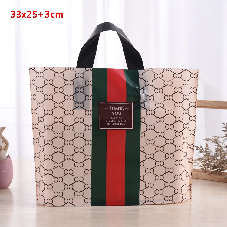Houndstooth Толстые большие пластиковые хозяйственные сумки толстые бутик Подарочная одежда упаковка пластиковая подарочная сумка с ручкой 10 шт несколько узоров - Цвет: Houndstooth