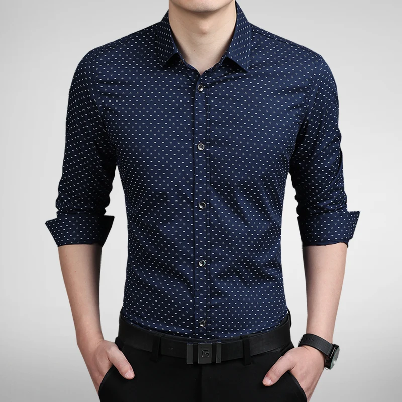 Новинка 2018 мужская рубашка с длинным рукавом роскошная Стильная приталенная