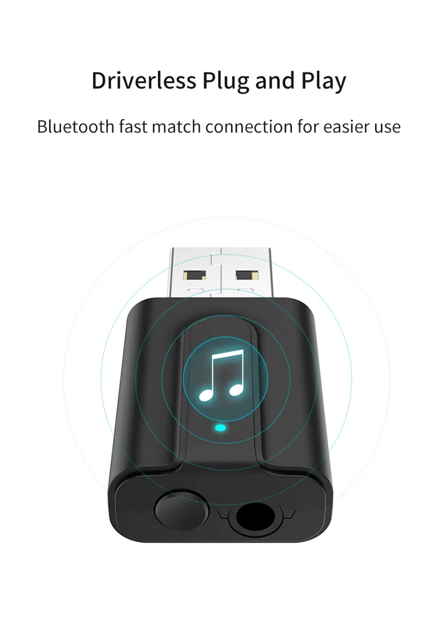 VIKEFON Bluetooth 5.0 Audio Receiver Transmitter Stereo Music 3.5mm AUX Jack RCA Bluetooth Receptor USB Mini Wireless Adapter