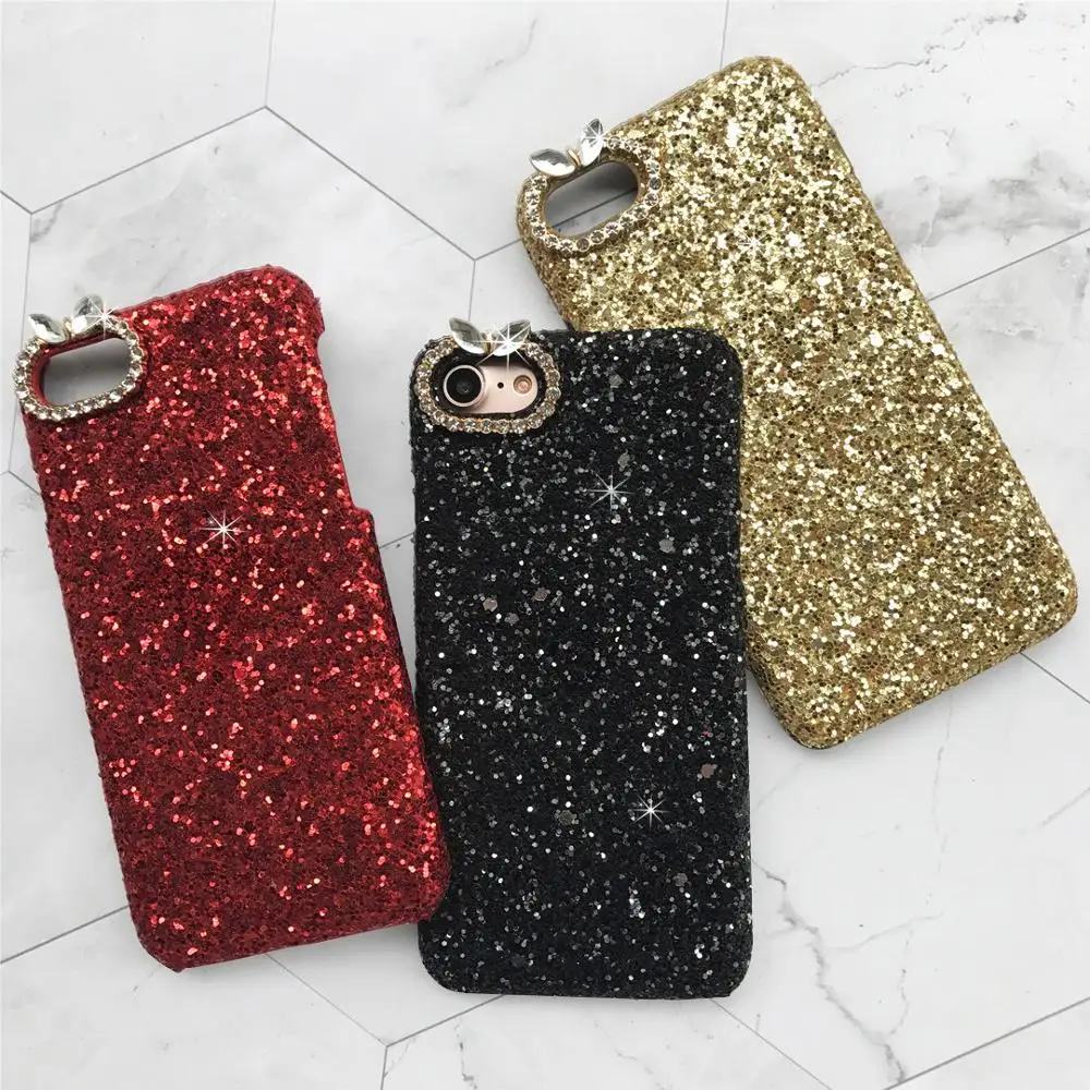 Роскошный блестящий Блестящий жесткий чехол для iPhone X XR XS Max Diamond 6 6s 7 8 Plus задняя