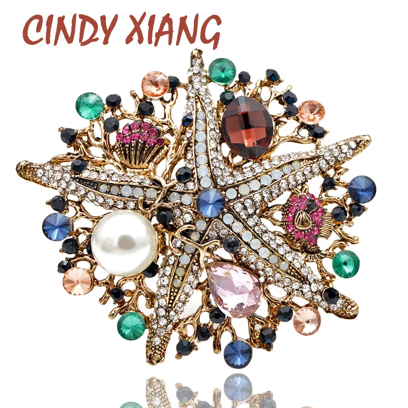 CINDY XIANG Новое поступление Большая Морская звезда Броши для женщин цветные рыбки