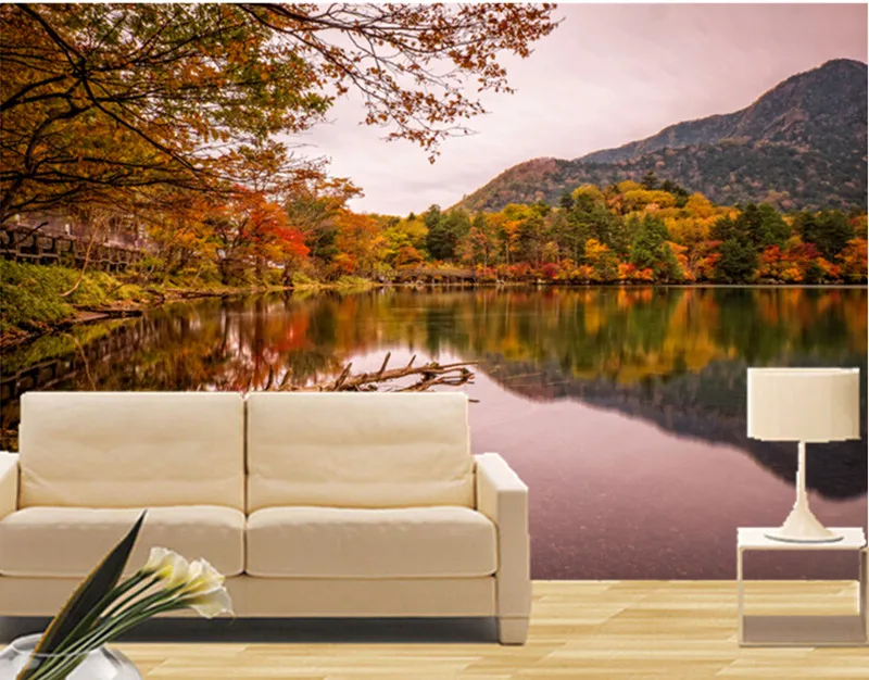 Изготовленный На Заказ 3D природа фотообои Япония парки пруд осень обои с