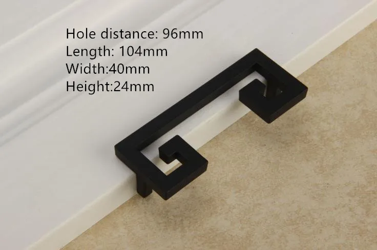 hole distance 96mm Цинковый сплав, черная отделка, ручка для шкафа, выдвижная ручка, дверная ручка, художественная мебель в китайском стиле, фурнитура - Цвет: hole distance 96mm