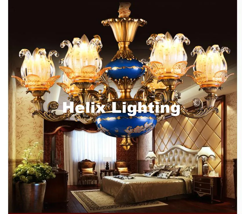 Бесплатная доставка Роскошные люстры база de Cristal современный AC синий антикварный