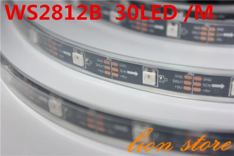 Светодиодная лента ws2812b Ip67 5 В м 30 пикселей/м Адресуемая черная печатная плата ws2811