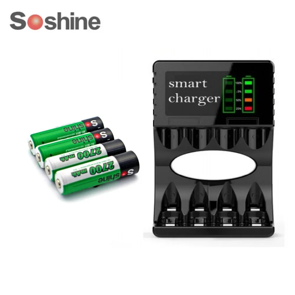 Soshine AA 1 2 V 2700mAh Ni MH перезаряжаемая батарея с портативным аккумуляторным боксом +