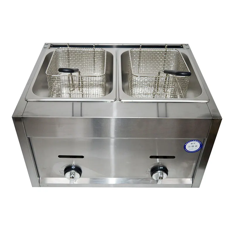 Commercial Gas Fryer Gas Frying Machine Energy Saving Double Cylinder Deep Fryer Stainless Steel French Fries Frying Machine hot sale es 101sp electric fryer single basket deep fryer single cylinder french fries machine thick stainless steel