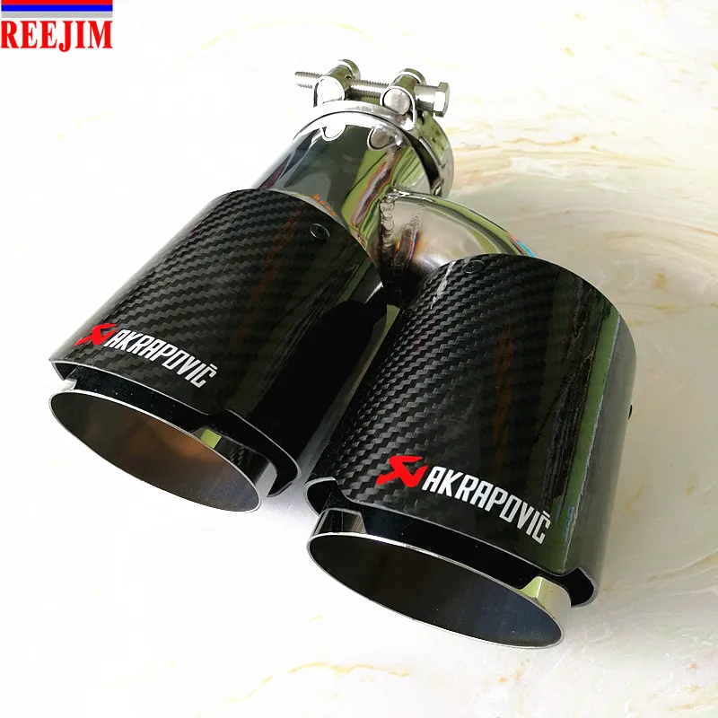 Двойной нержавеющая akrapovic выхлопная насадка из углеродного волокна Выхлопной