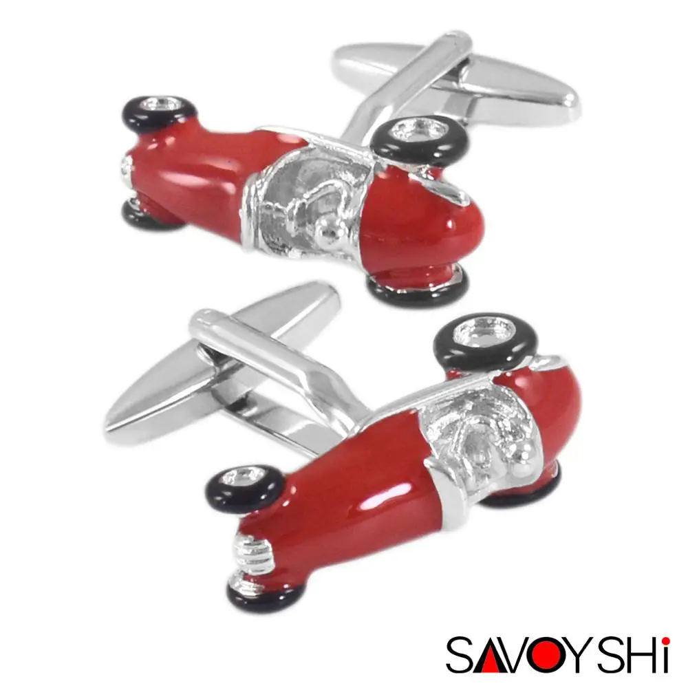 SAVOYSHI модные гоночные модели запонки мужские запонки на рубашку Высокое качество Новинка красные, черные автомобиля запонки ювелирный бренд подарок - Окраска металла: Only Send Cufflinks