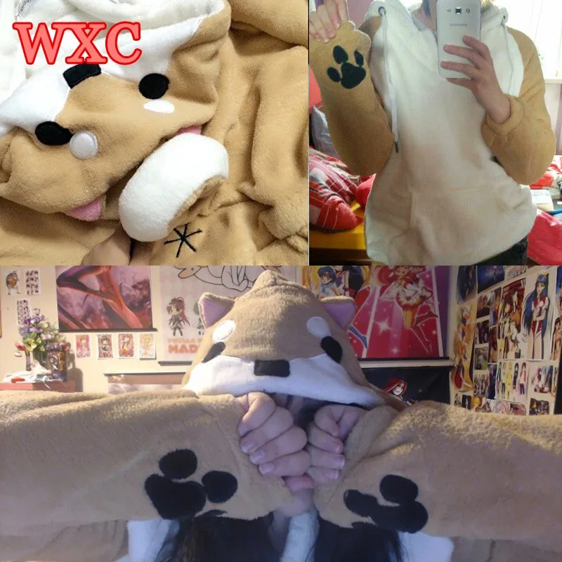 Дож Уха Толстовка Сумка Clothing Пуловер Vetement Kawaii Аниме Хвост WXC