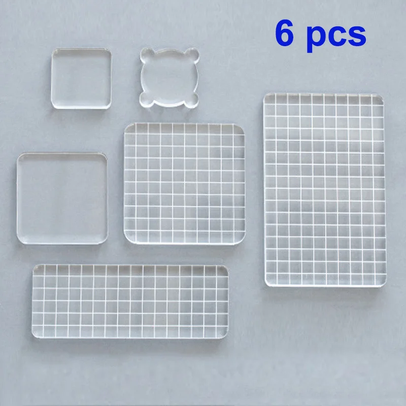 

6pcs DIY Acrylic Clear Stamp Block Set Handle Stamping Photo Album Decor Essential Stamping Tools for Scrapbooking Crafts Making