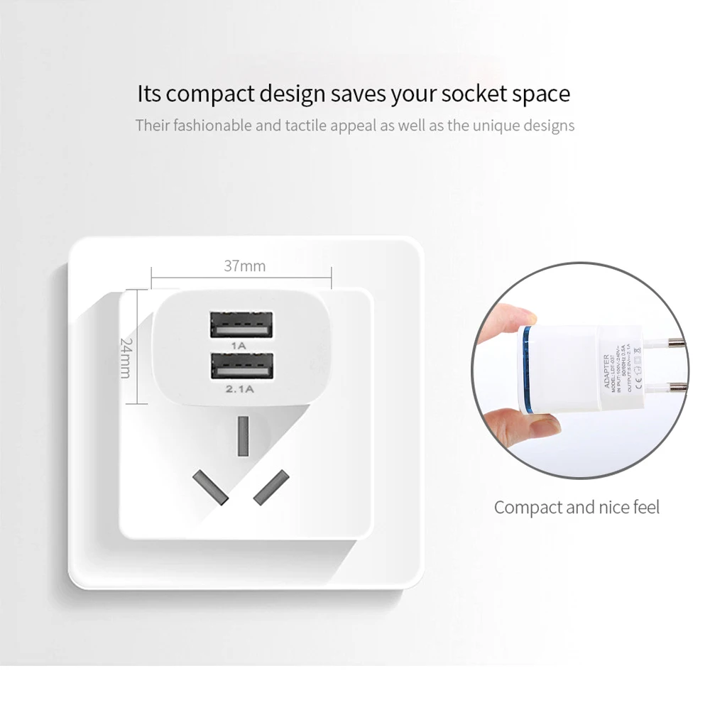 5V 2.1A двойное USB быстрое зарядное устройство для мобильного телефона с