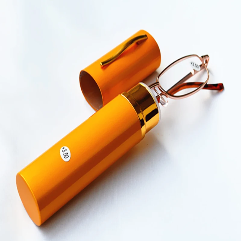 Ультратонкие очки для чтения с чехлом-футляром дорожные металлической оправой