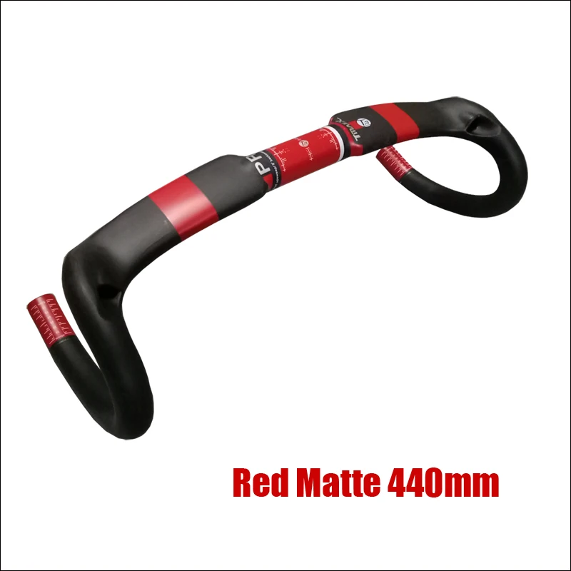 Red 440mm Дорожный велосипедный гоночный TMAEX Pro зеленый полностью углеродный руль Внутренний кабель углеродное волокно для велосипеда, руль 31,8*400/420/440 мм зеленый матовый - Цвет: Red 440mm