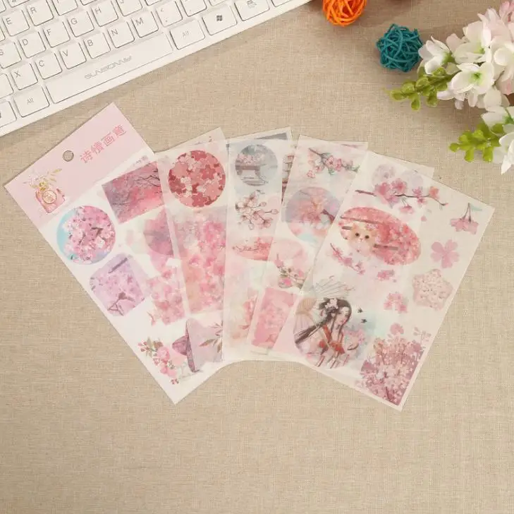 3 6 шт./упак. Kawaii Летающая вишня, Сакура снег Луна пуля журнал Декоративные Канцелярские наклейки Скрапбукинг DIY дневник - Цвет: 3